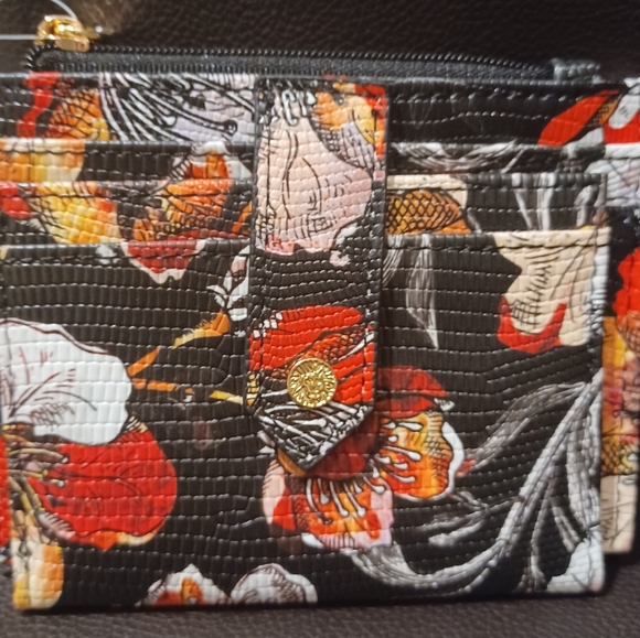 ANNE KLEIN ID CREDIT CARD MIRROR FLORAL FLAP SNAP - Picture 9 of 12